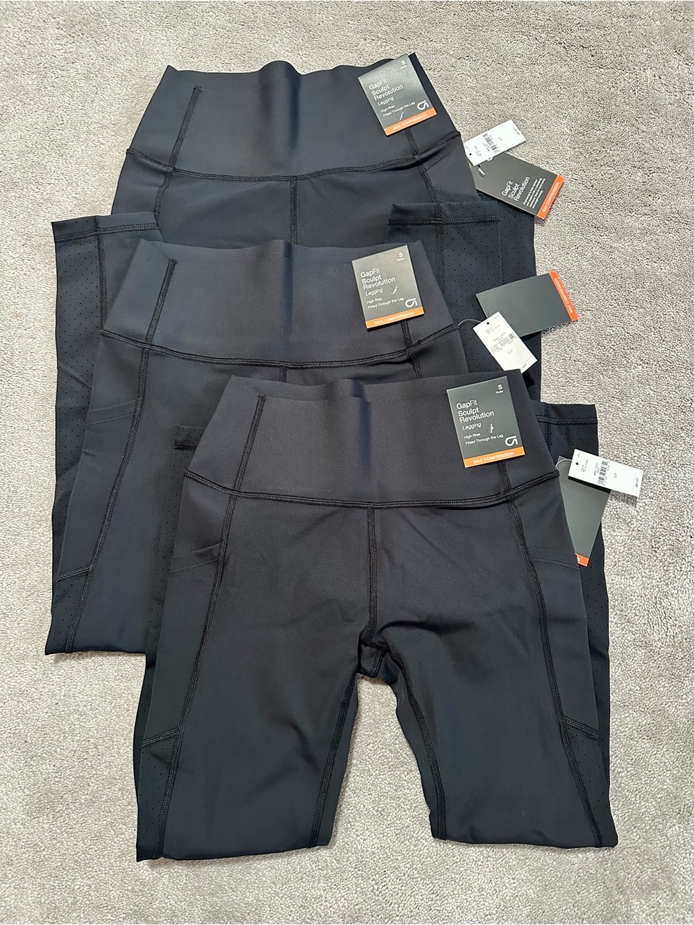 NWT 3 pairs GapFit Black High Rise Leggings in Sculpt Revolution S Petite
